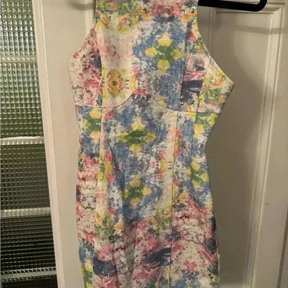 Tobi stretch denim mini dress pastel colors peek a boo back size small petite - Picture 2 of 8